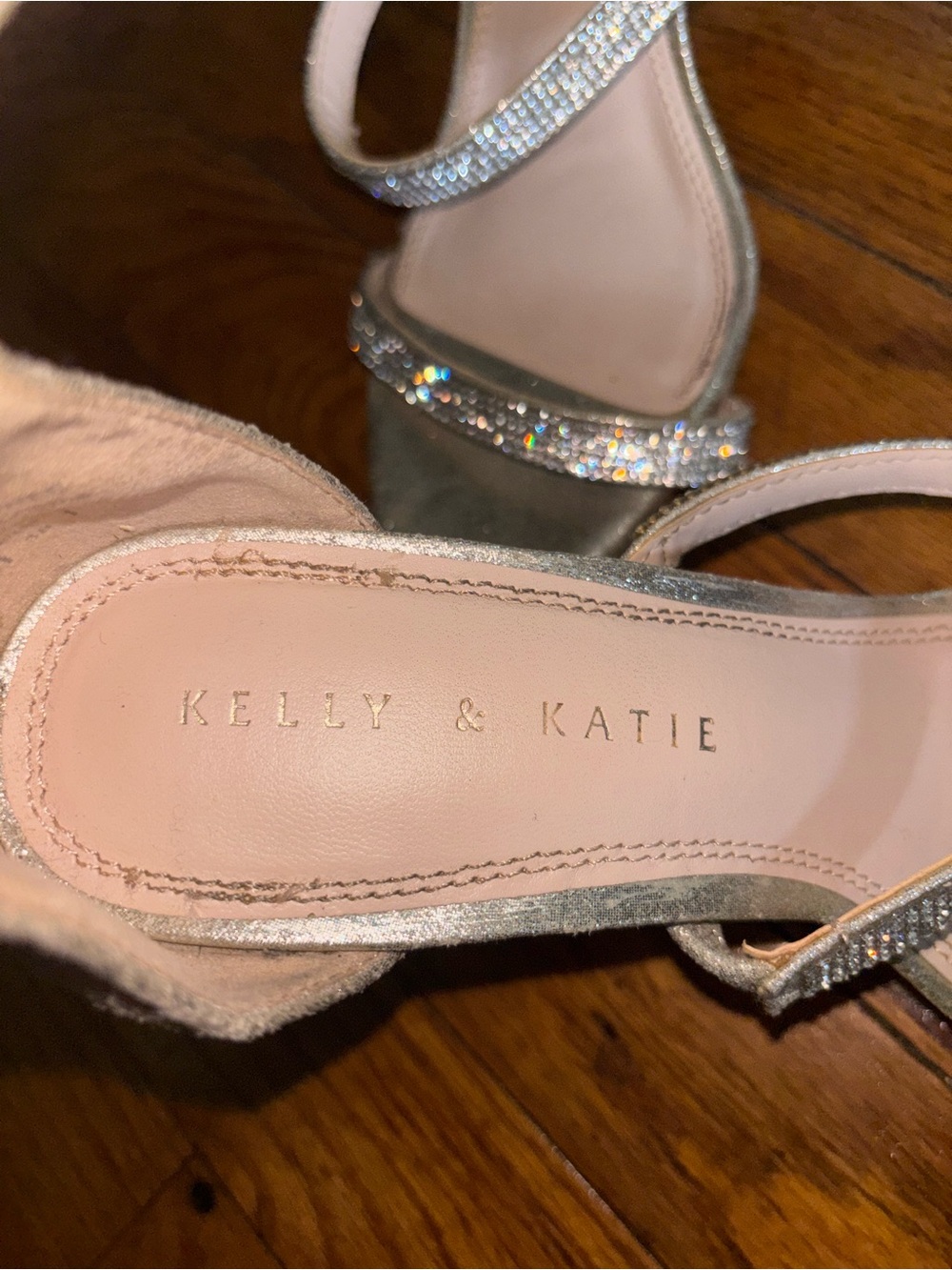 Kelly & Katie Silver Glitter Strap Heels